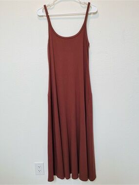 Old Navy Women's Rust Brown Maxi Slip Dress - Sleeveless Spaghetti Strap